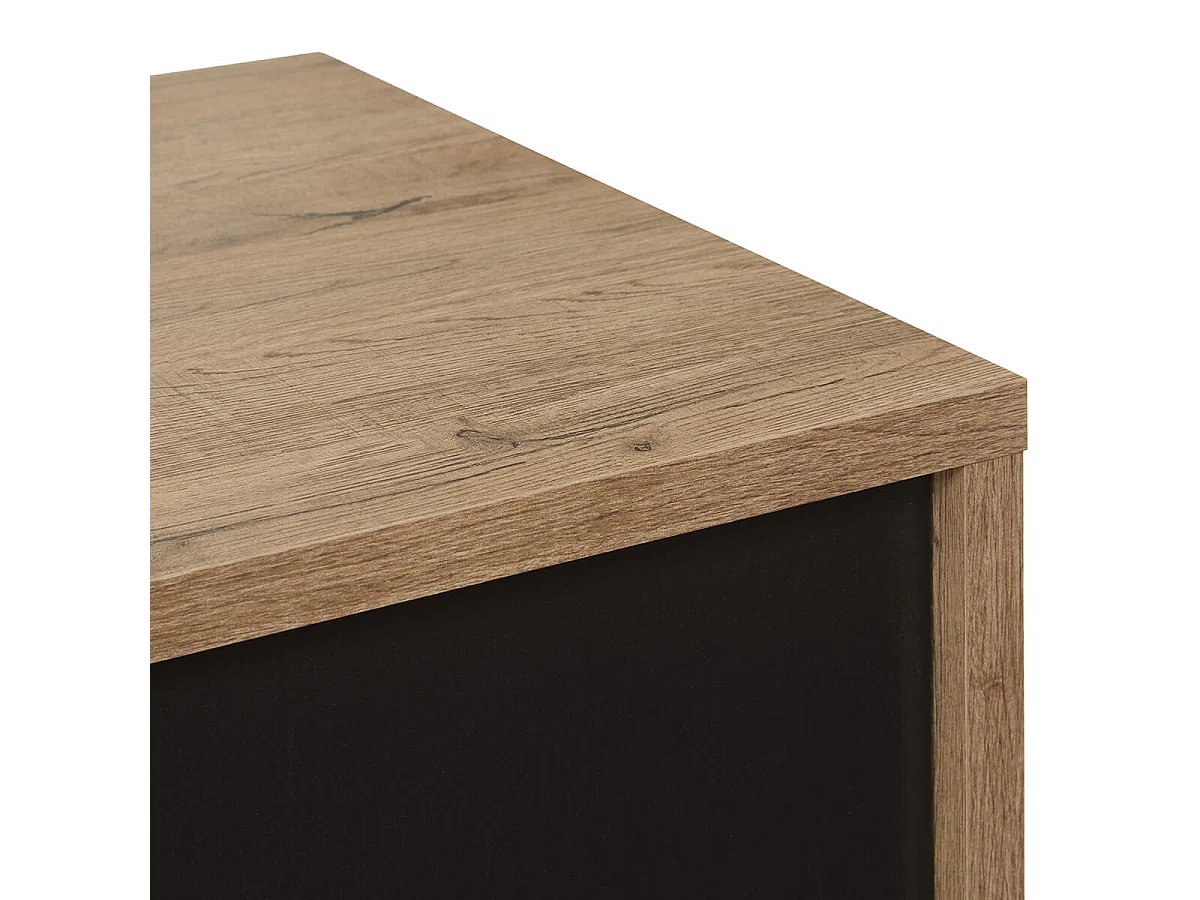 CARSON - Buffet 4 Portes 1 Tiroir Effet Bois Naturel et Noir