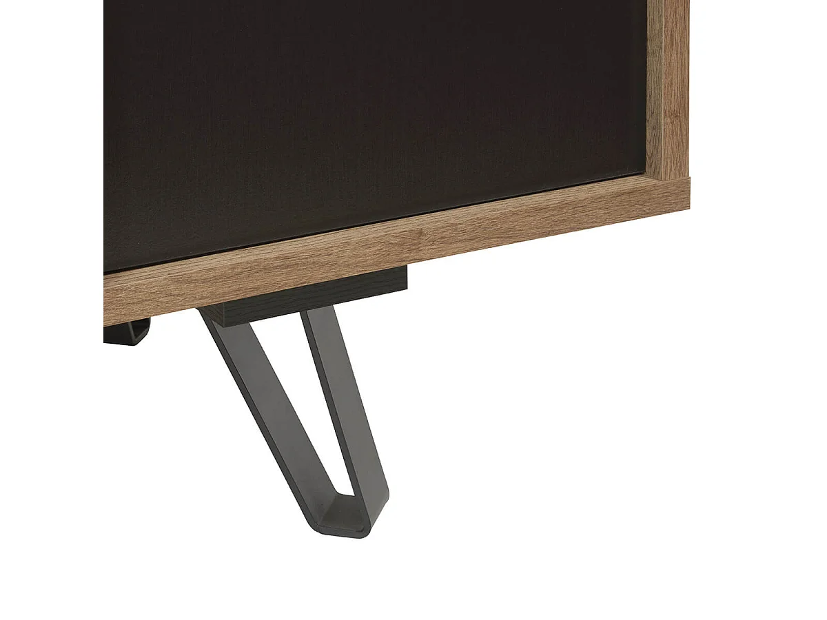 CARSON - Buffet 4 Portes 1 Tiroir Effet Bois Naturel et Noir