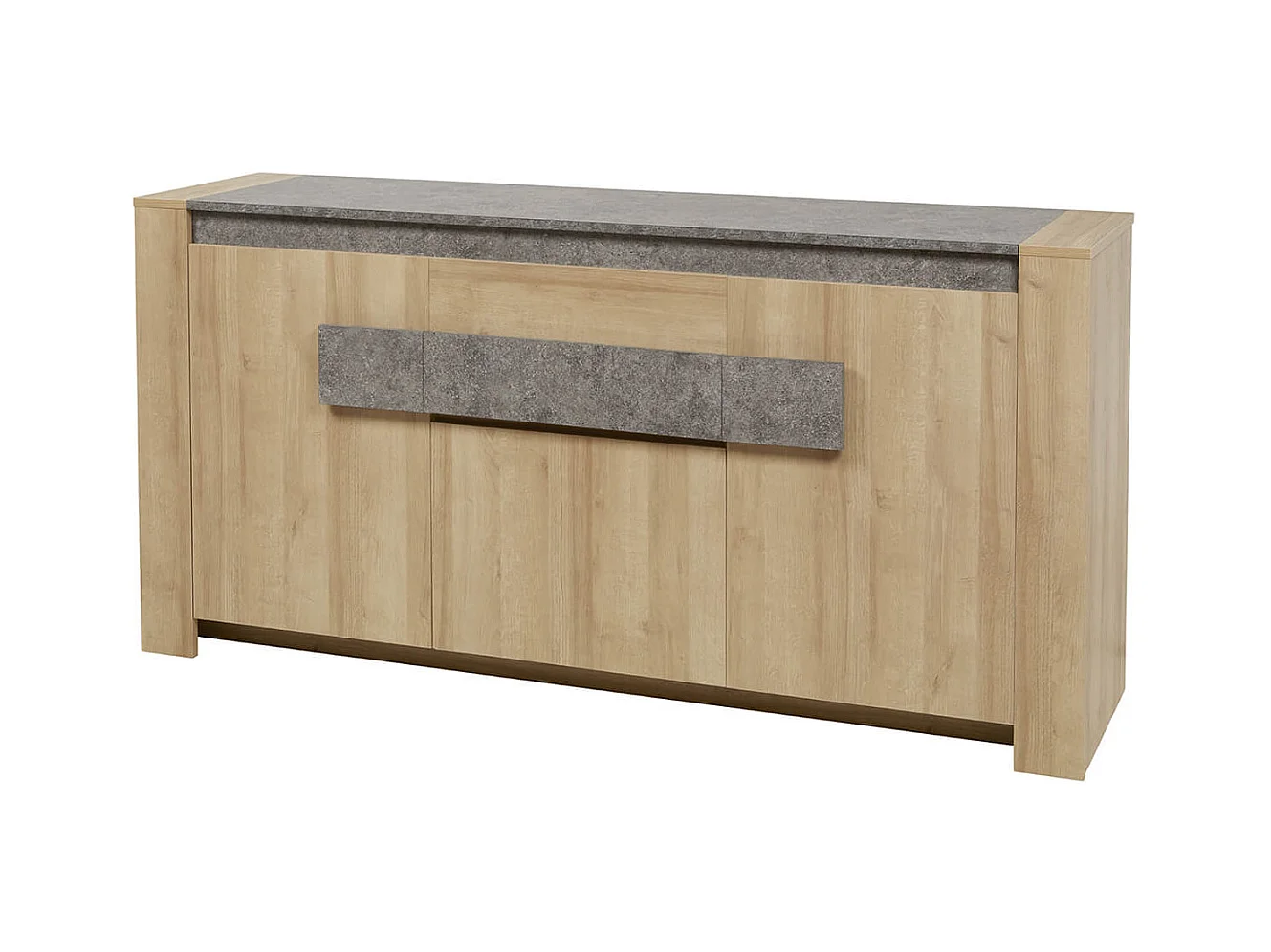 FANNY - Buffet 3 Portes 1 Tiroir Aspect Bois et Pierre