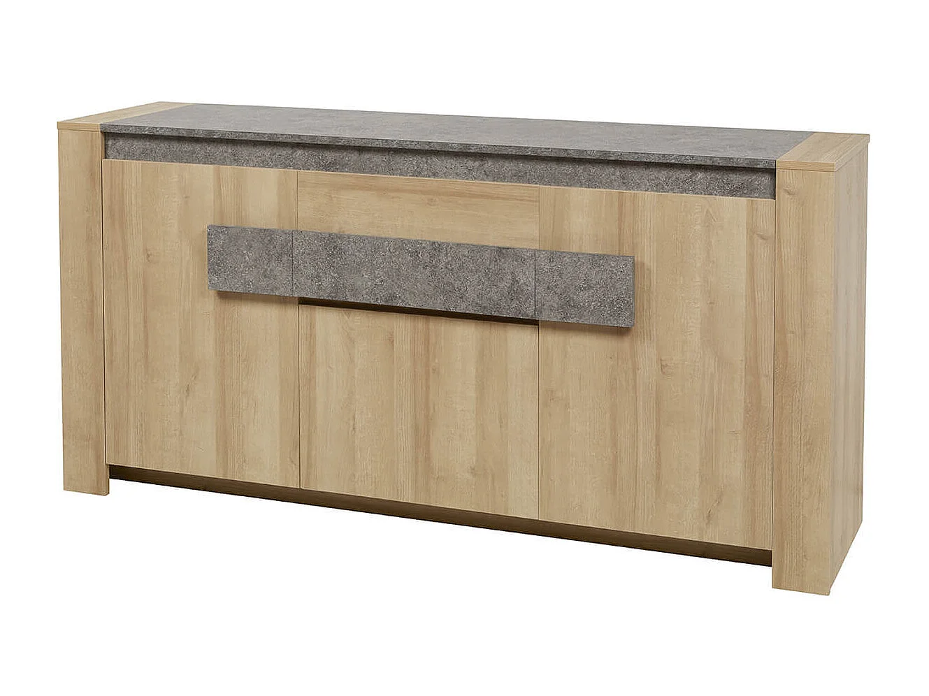 FANNY - Buffet 3 Portes 1 Tiroir Aspect Bois et Pierre