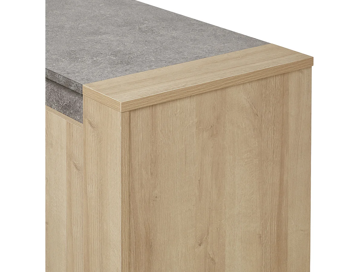 FANNY - Buffet 3 Portes 1 Tiroir Aspect Bois et Pierre