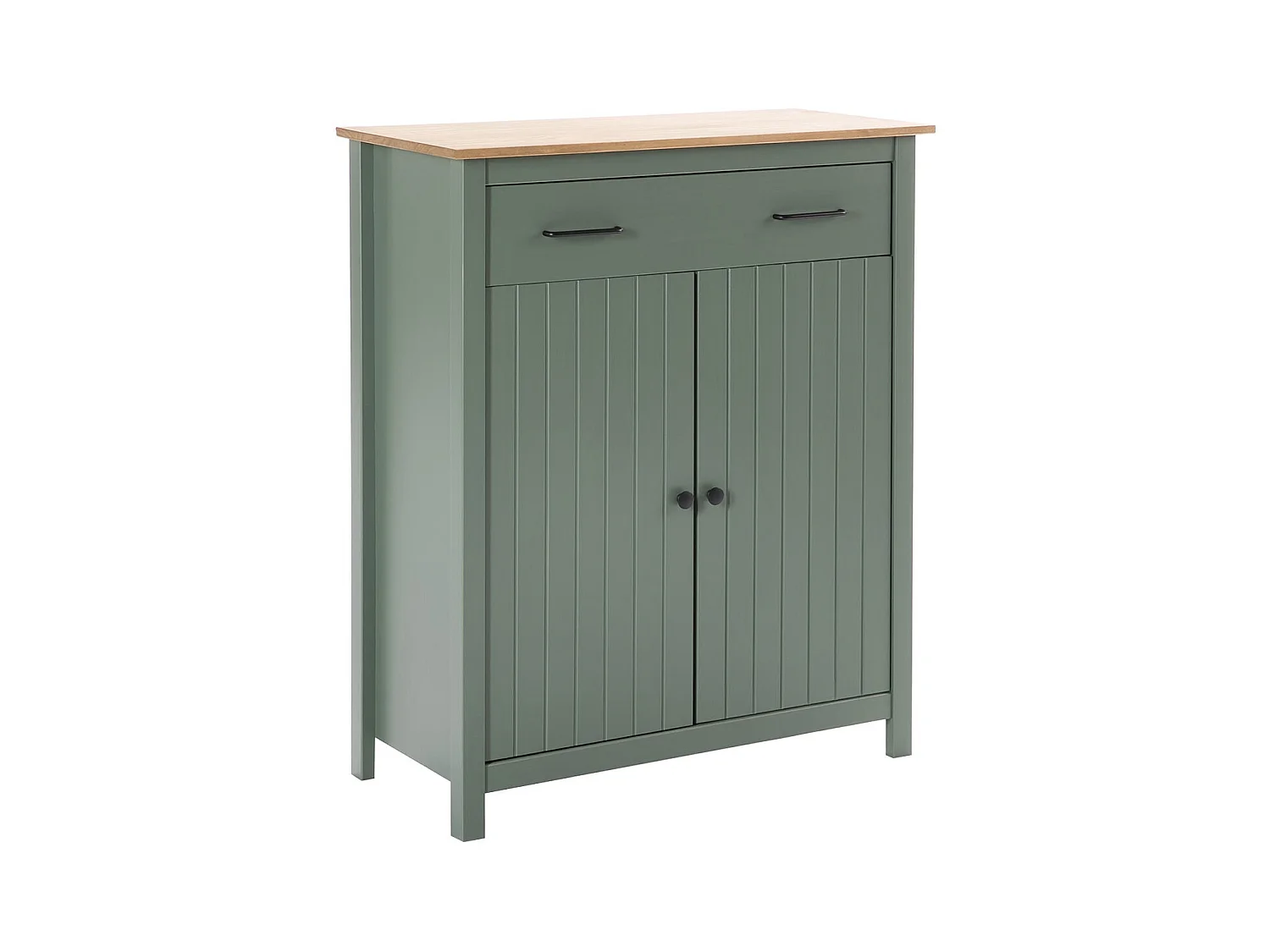 TINA - Meuble Haut 2 Portes 1 Tiroir Bois Ciré coloris Vert