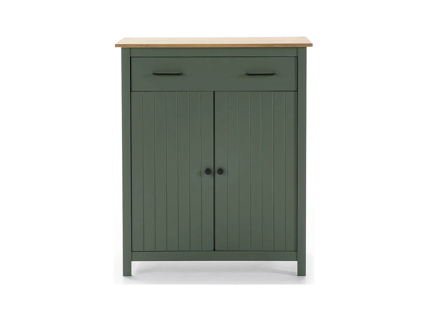 TINA - Meuble Haut 2 Portes 1 Tiroir Bois Ciré coloris Vert