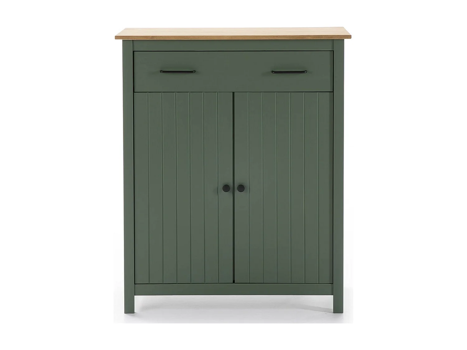 TINA - Meuble Haut 2 Portes 1 Tiroir Bois Ciré coloris Vert