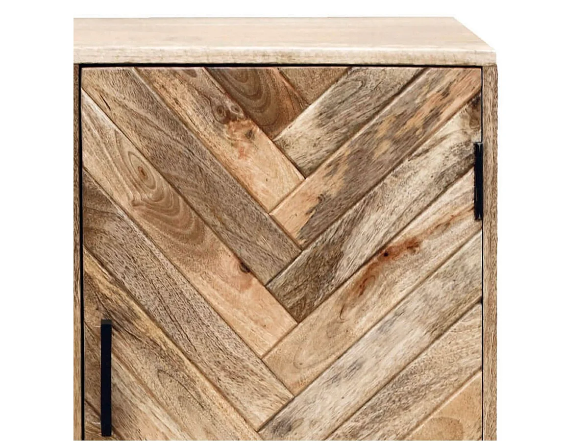 MANKO - Buffet 1 Porte 3 Tiroirs en Manguier Massif