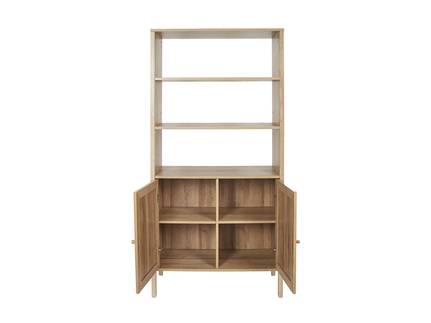 MAYA - Buffet 2 Portes Effet Bois et Façades Rotin