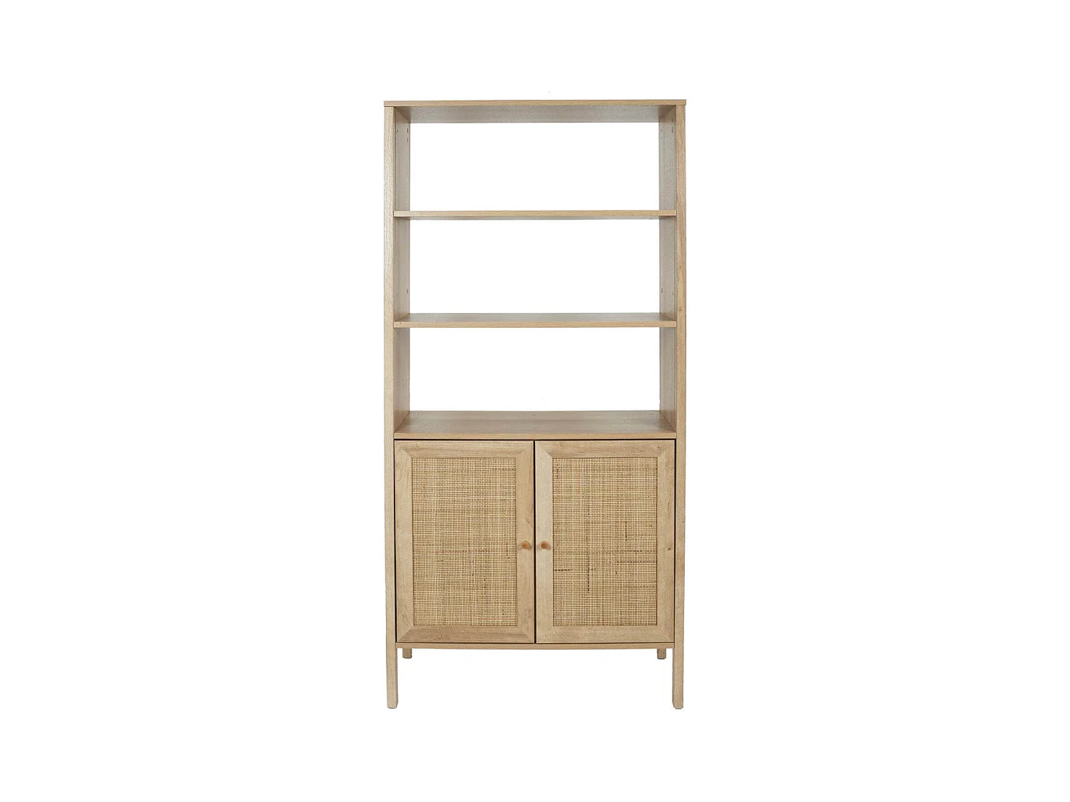 MAYA - Buffet 2 Portes Effet Bois et Façades Rotin
