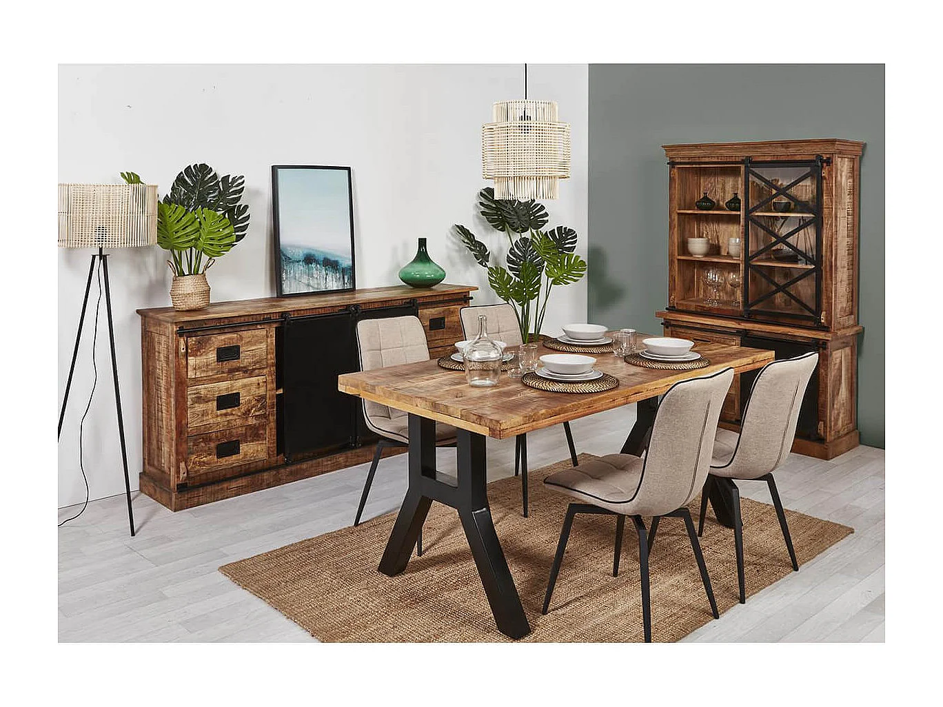 SUMATRA - Buffet 2 Portes Manguier et Métal Noir