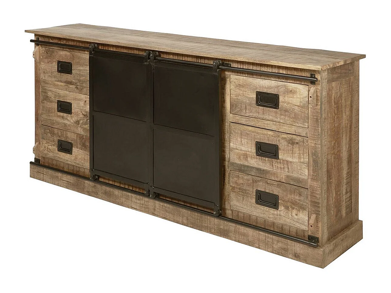 SUMATRA - Buffet 2 Portes Manguier et Métal Noir