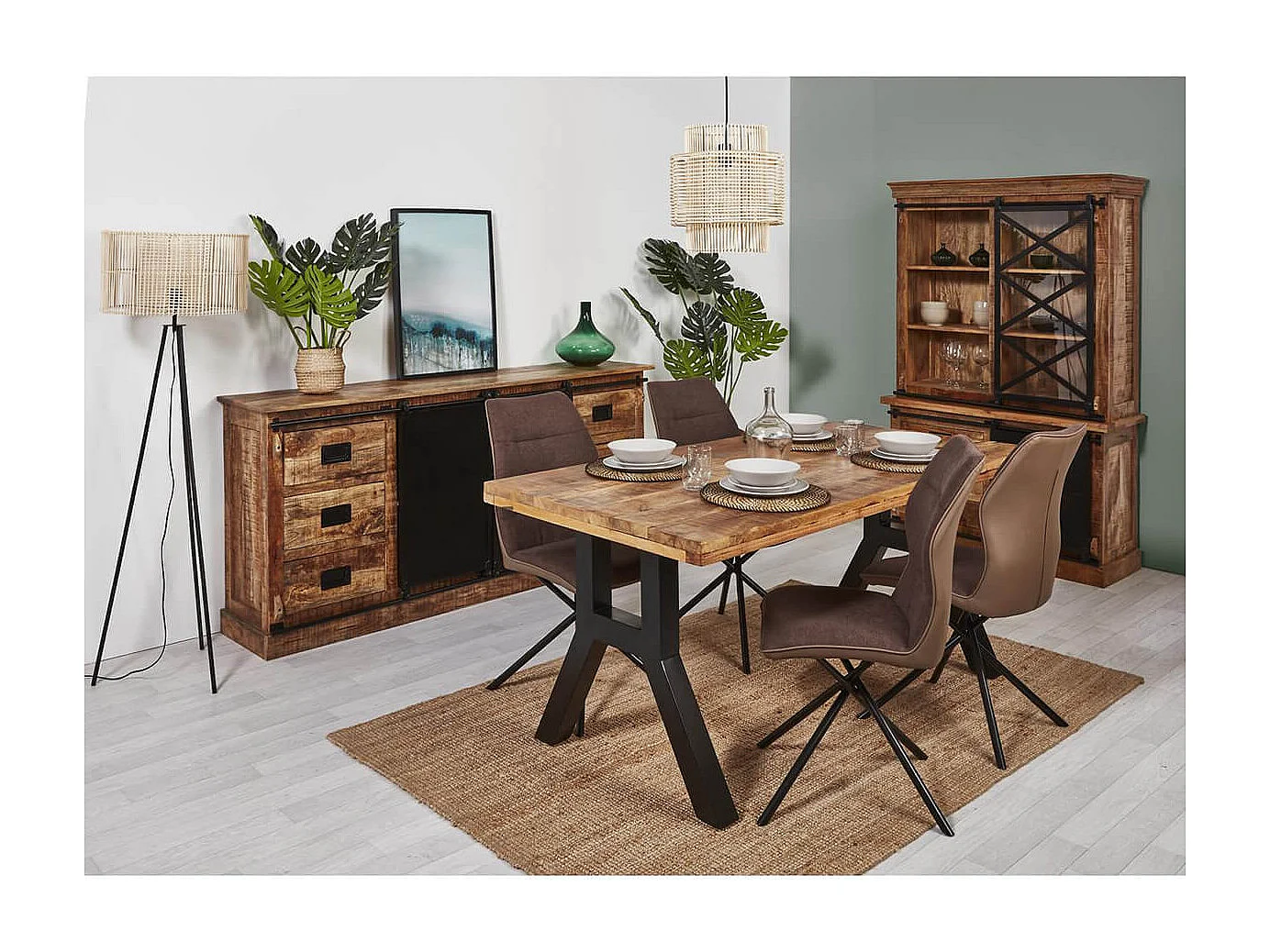 SUMATRA - Buffet 2 Portes Manguier et Métal Noir