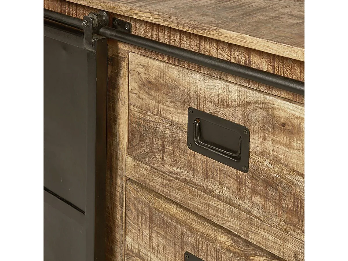 SUMATRA - Buffet 2 Portes Manguier et Métal Noir