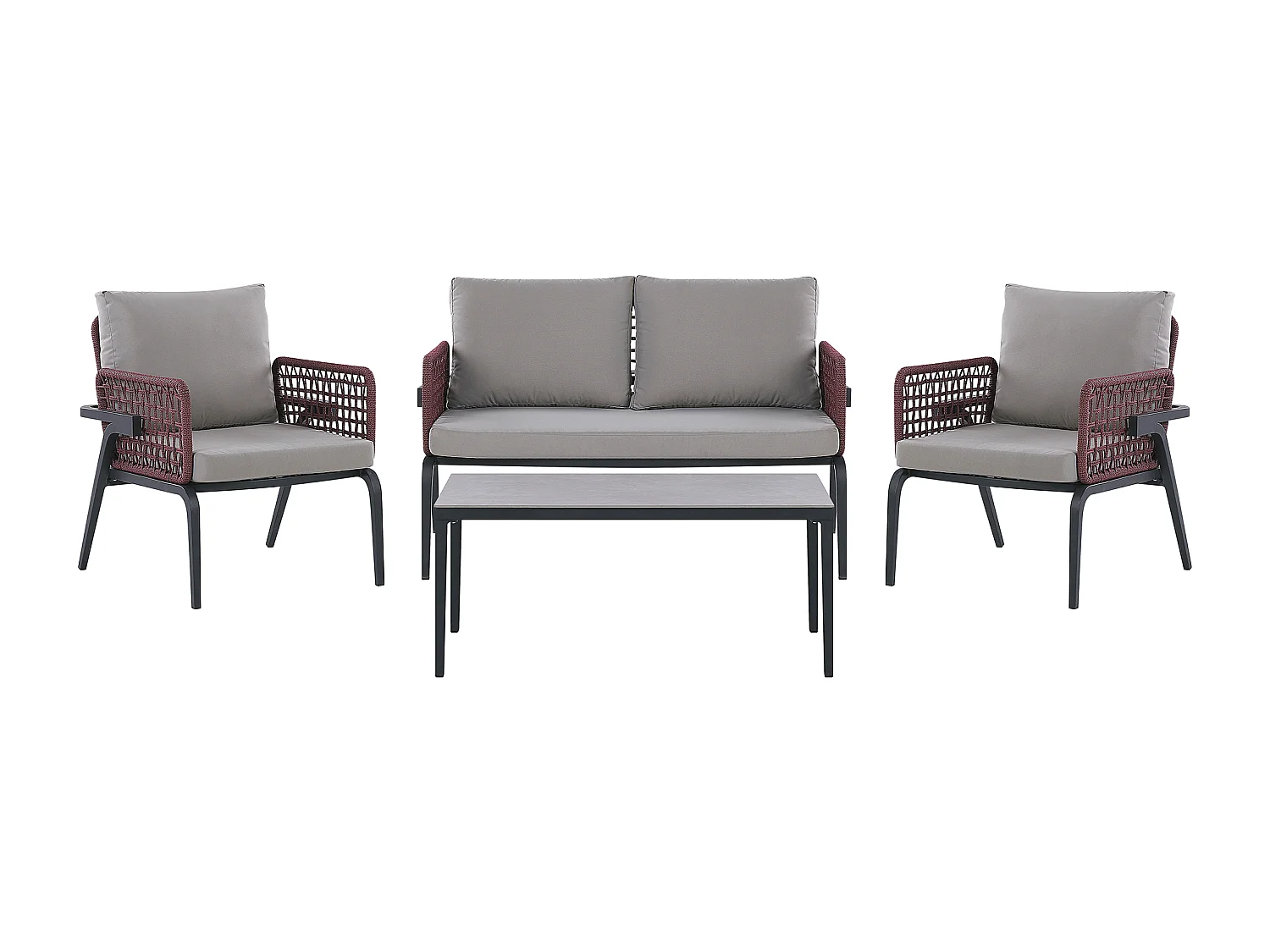 Conjunto de jardim com mesa 4 lugares SCIACCA Metal Cinzento