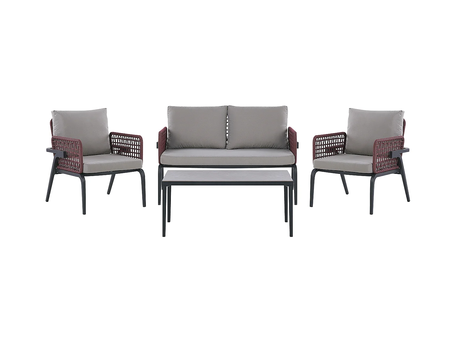Ensemble de salon de jardin avec table 4 places SCIACCA Métal Gris