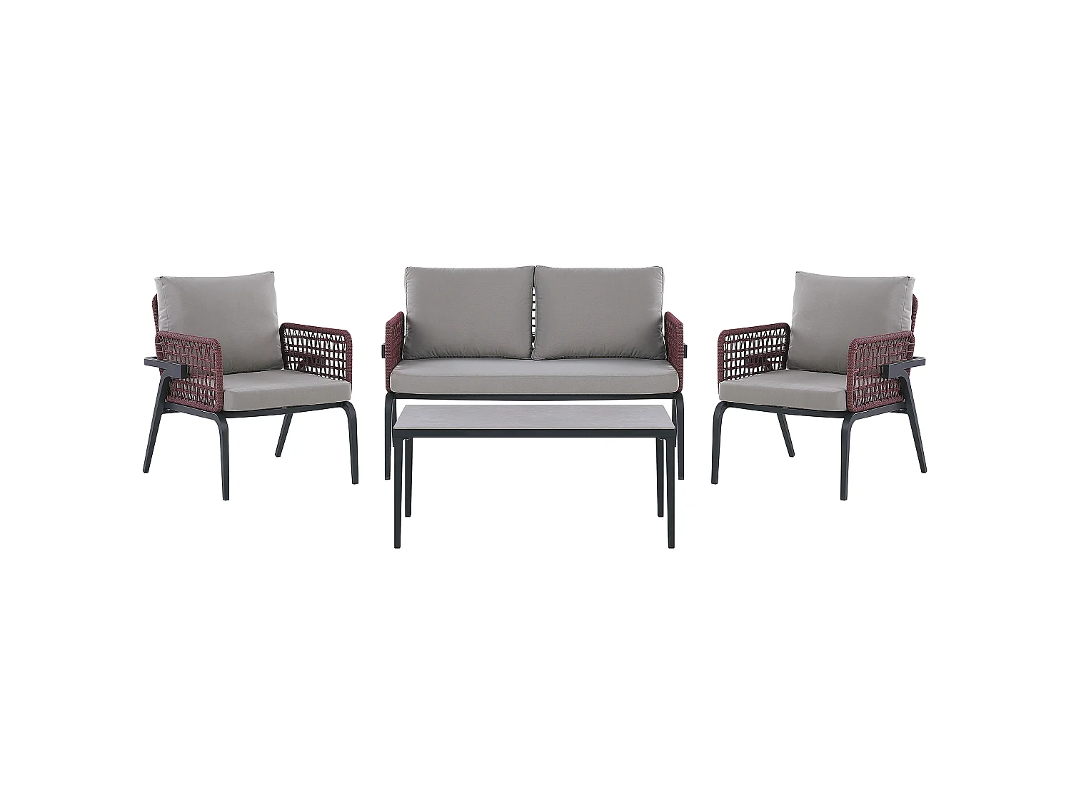 Lounge Set mit Tisch 4-Sitzer SCIACCA Metall Grau