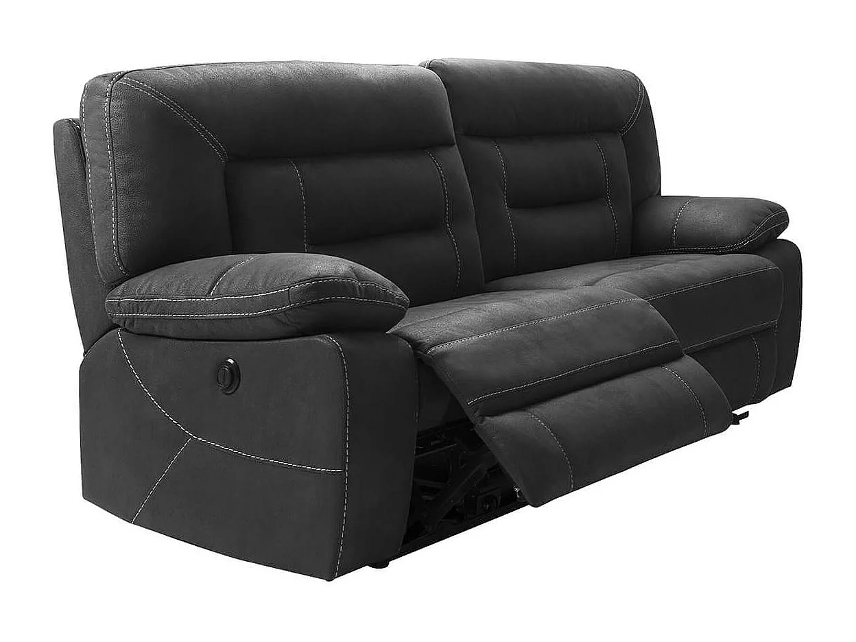 ALMERIA - Canapé Relax Electrique 3 Places Gris Foncé