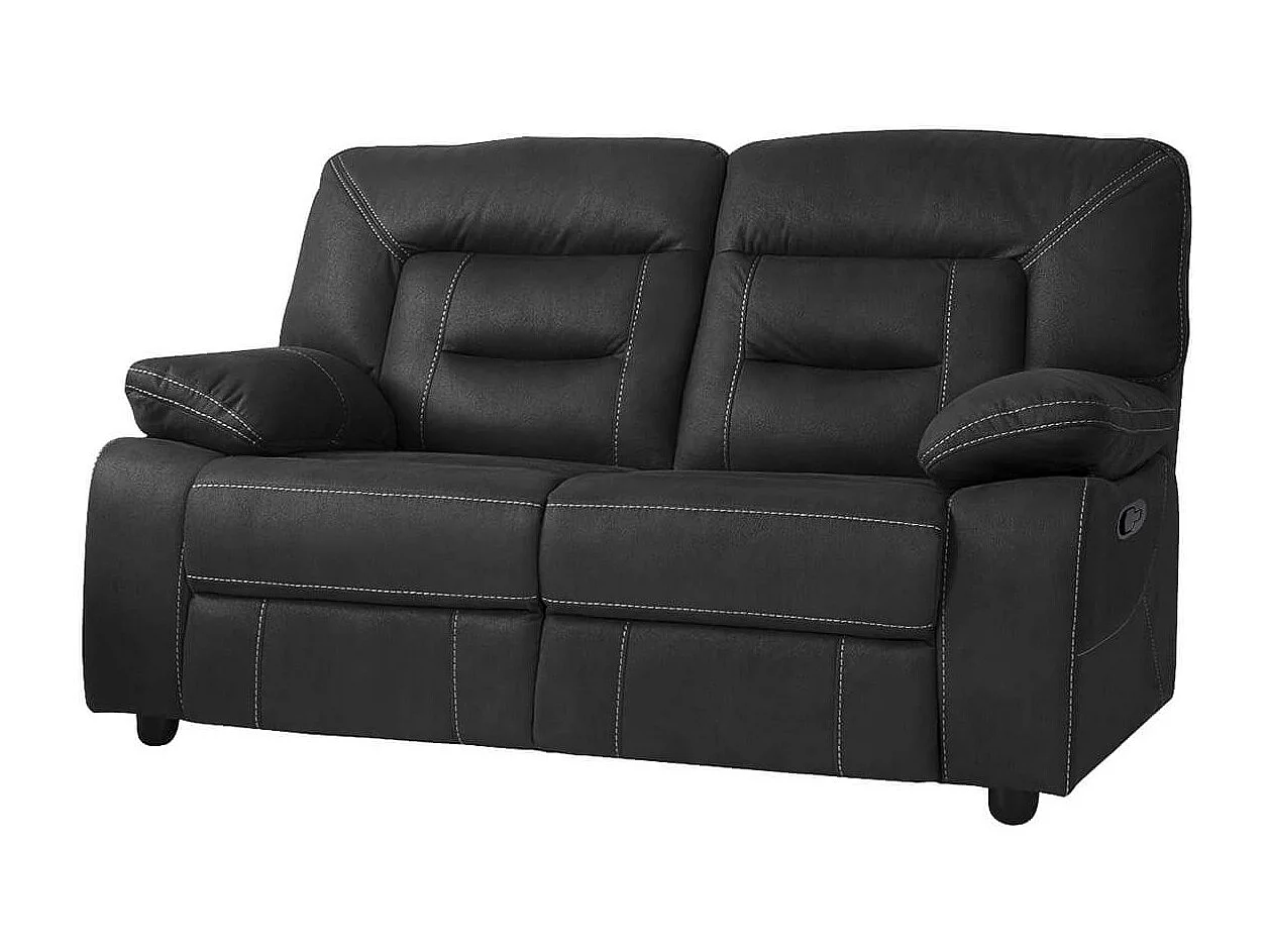 ALMERIA - Canapé Relax Manuel 2 Places Gris Foncé