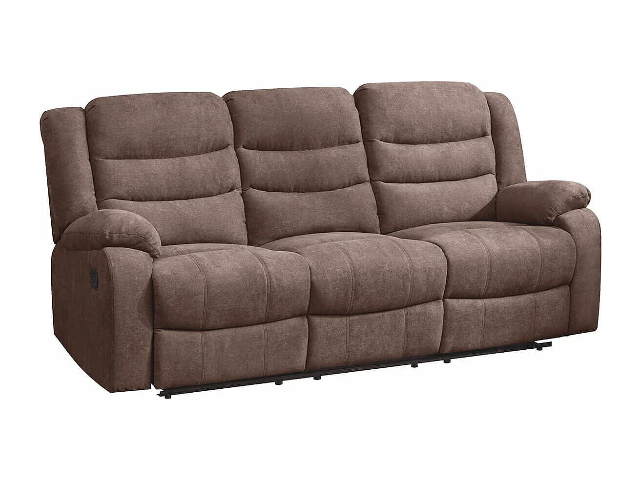 PHOENIX - Canapé Relax Manuel 3 Places Tissu Marron