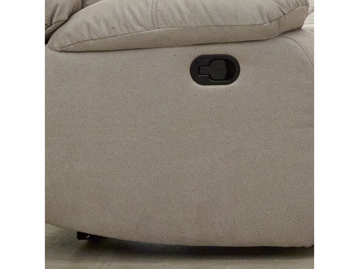 JANS - Canapé Relax Manuel 3 Places Tissu Beige