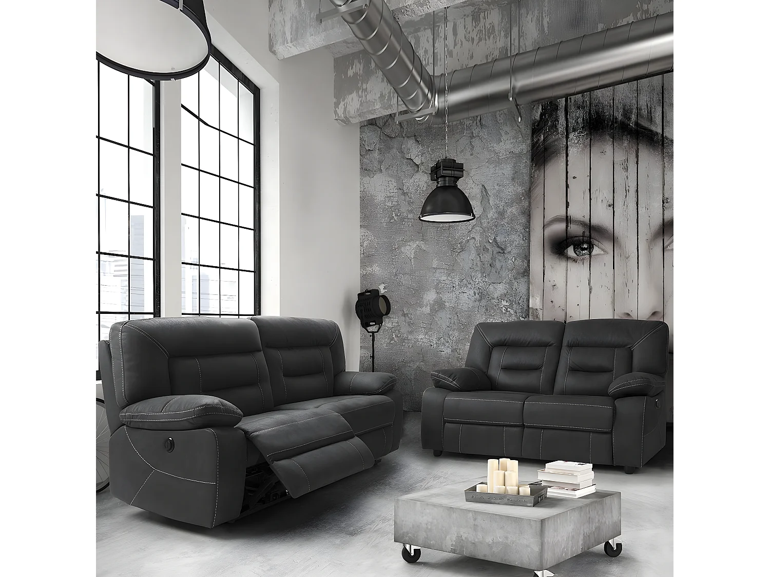 ALMERIA - Canapés Relax Electriques 3 Places et 2 Places