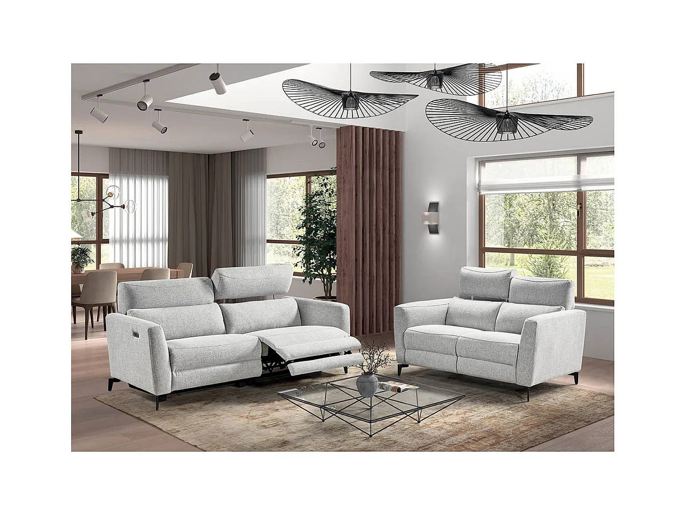 MUMBAI - Canapé Relax Electrique 3 Places Gris Clair