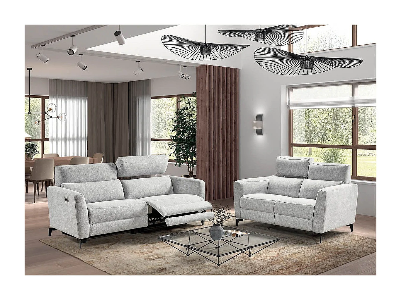 MUMBAI - Canapé Relax Electrique 3 Places Gris Clair