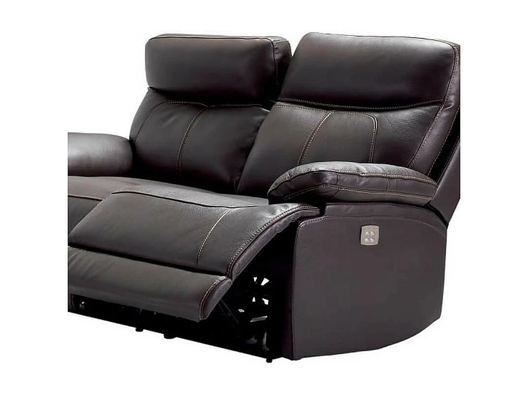 CORDOUE - Canapé Relax Electrique 2 Places Cuir Marron