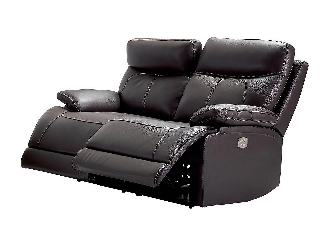 CORDOUE - Canapé Relax Electrique 2 Places Cuir Marron