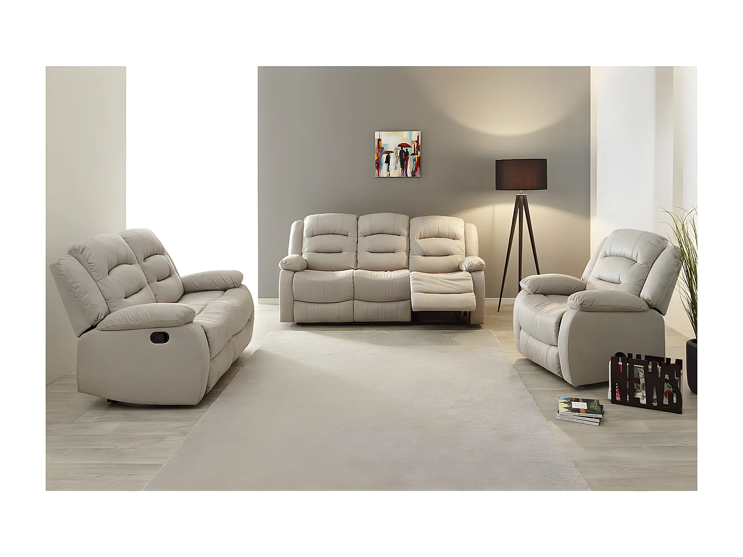JANS - Ensemble Canapés 3 Places + 2 Places + Fauteuil