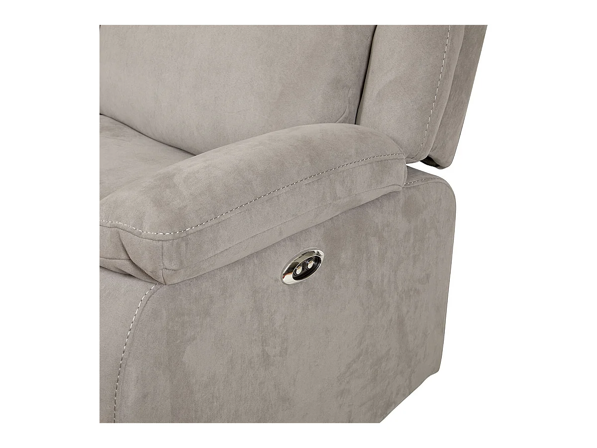 LORYS - Canapé Relax Electrique 2 Places Tissu Gris Clair