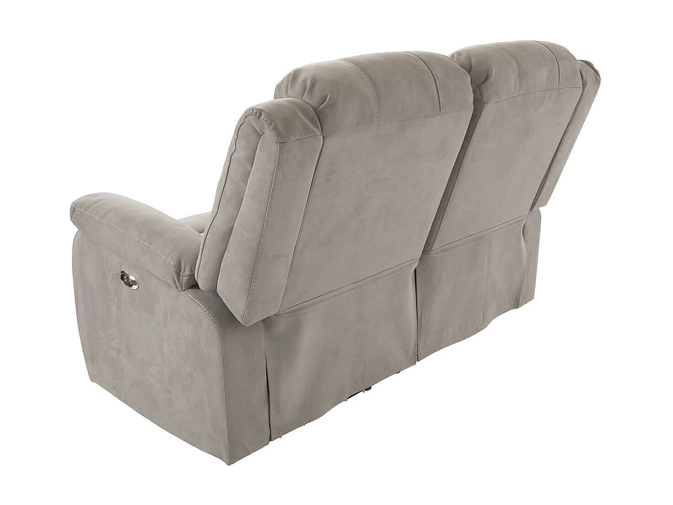 LORYS - Canapé Relax Electrique 2 Places Tissu Gris Clair