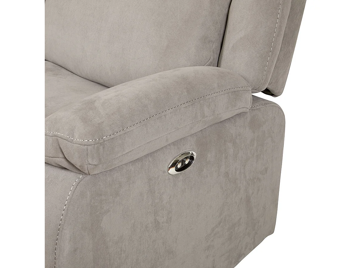 LORYS - Canapé Relax Electrique 2 Places Tissu Gris Clair