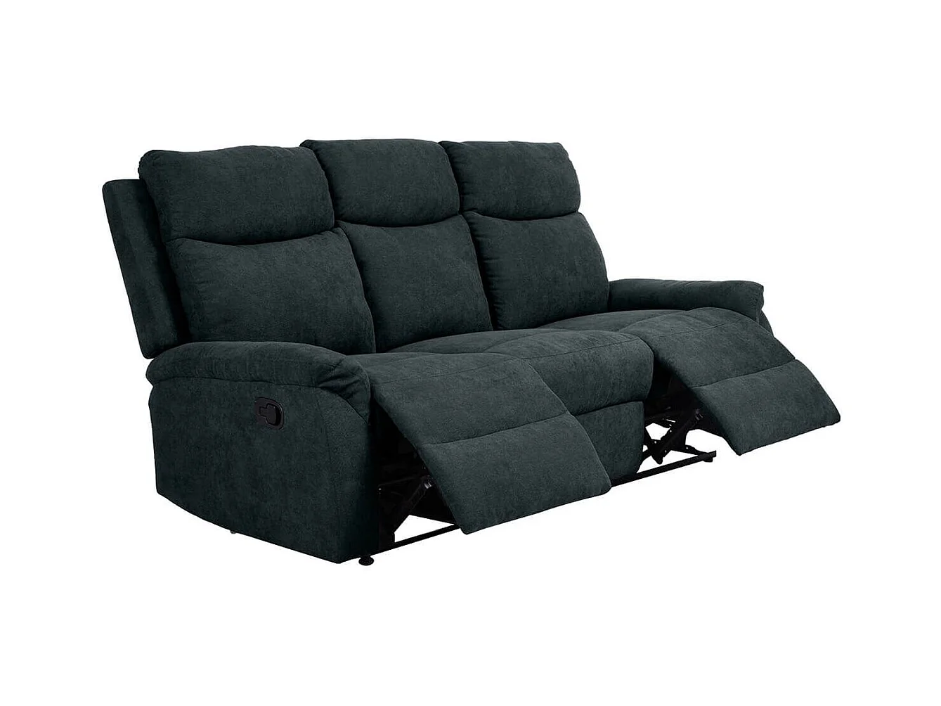 SACRAMENTO - Canapé Relax Manuel 3 Places Tissu Gris Foncé