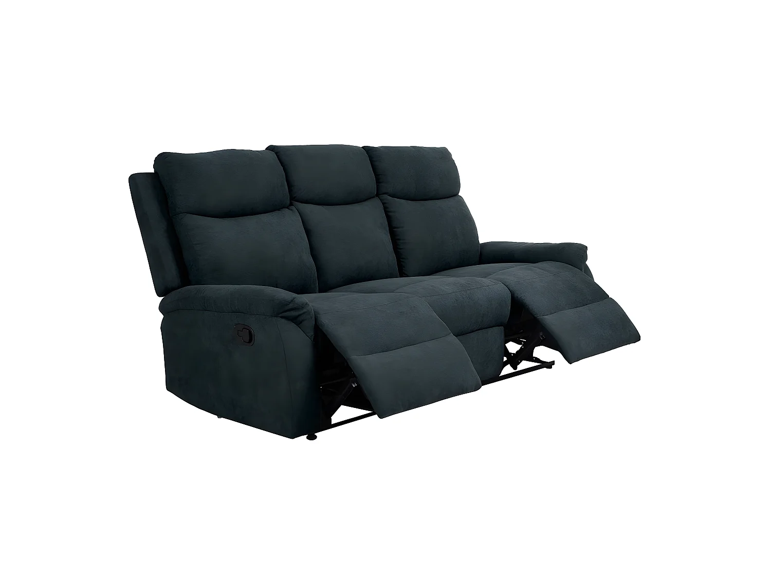 SACRAMENTO - Canapé Relax Manuel 3 Places Tissu Gris Foncé
