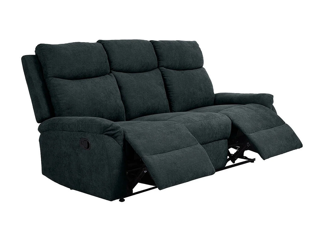 SACRAMENTO - Canapé Relax Manuel 3 Places Tissu Gris Foncé