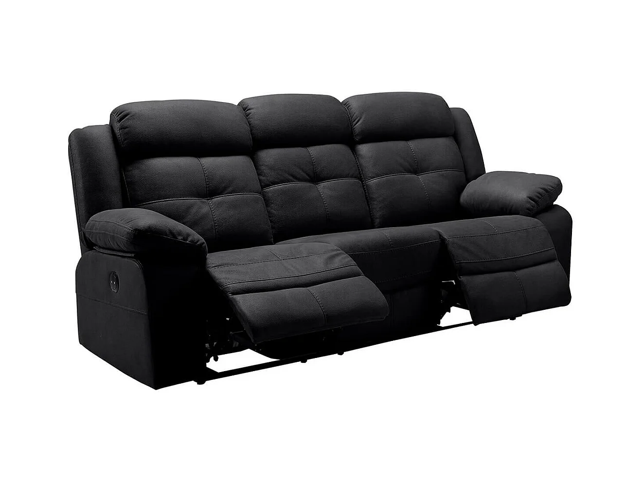 FABARES - Canapé Relax Electrique 3 Places Gris