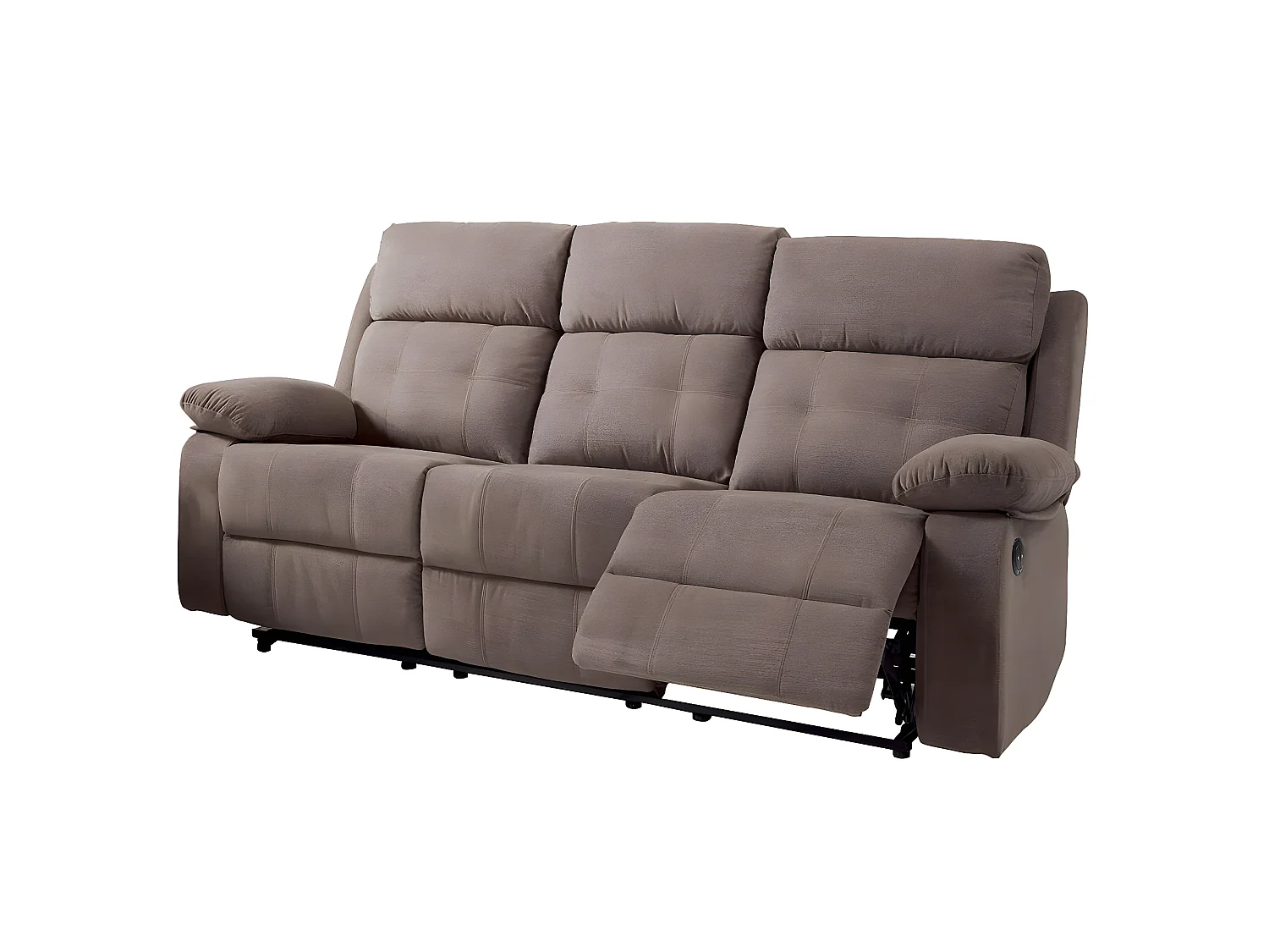 AZUAGA - Canapé Relax Electrique 3 Places Tissu Marron