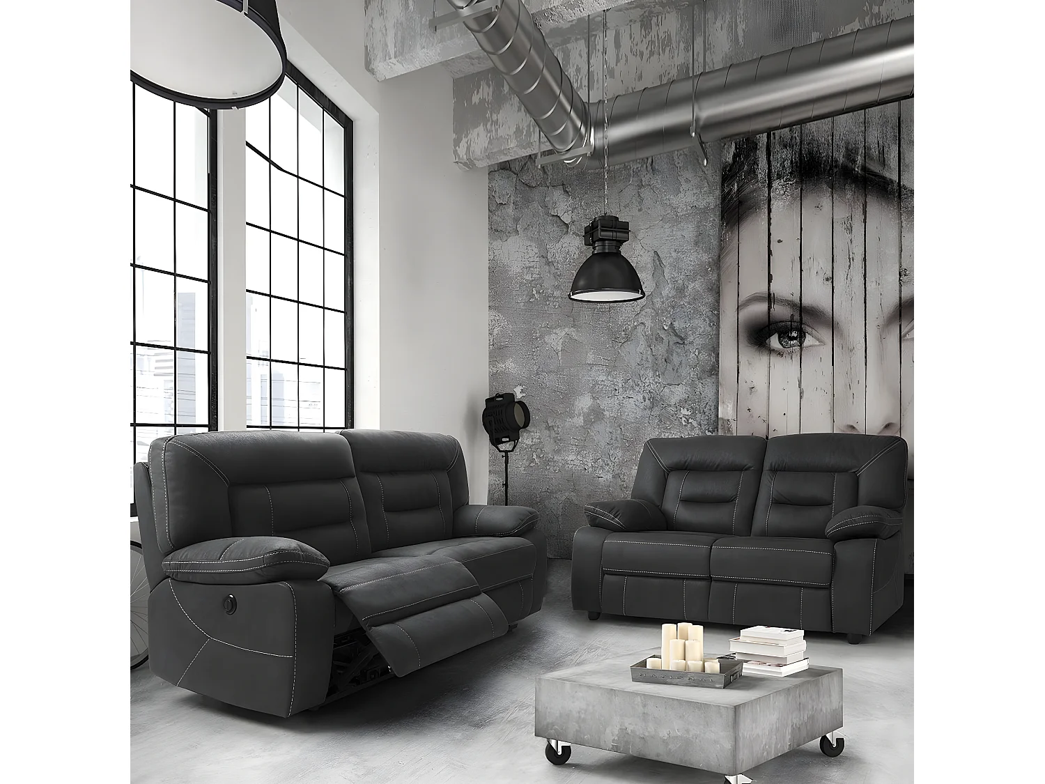 ALMERIA - Canapés Relax 3 Places Electrique et 2 Places Fixe