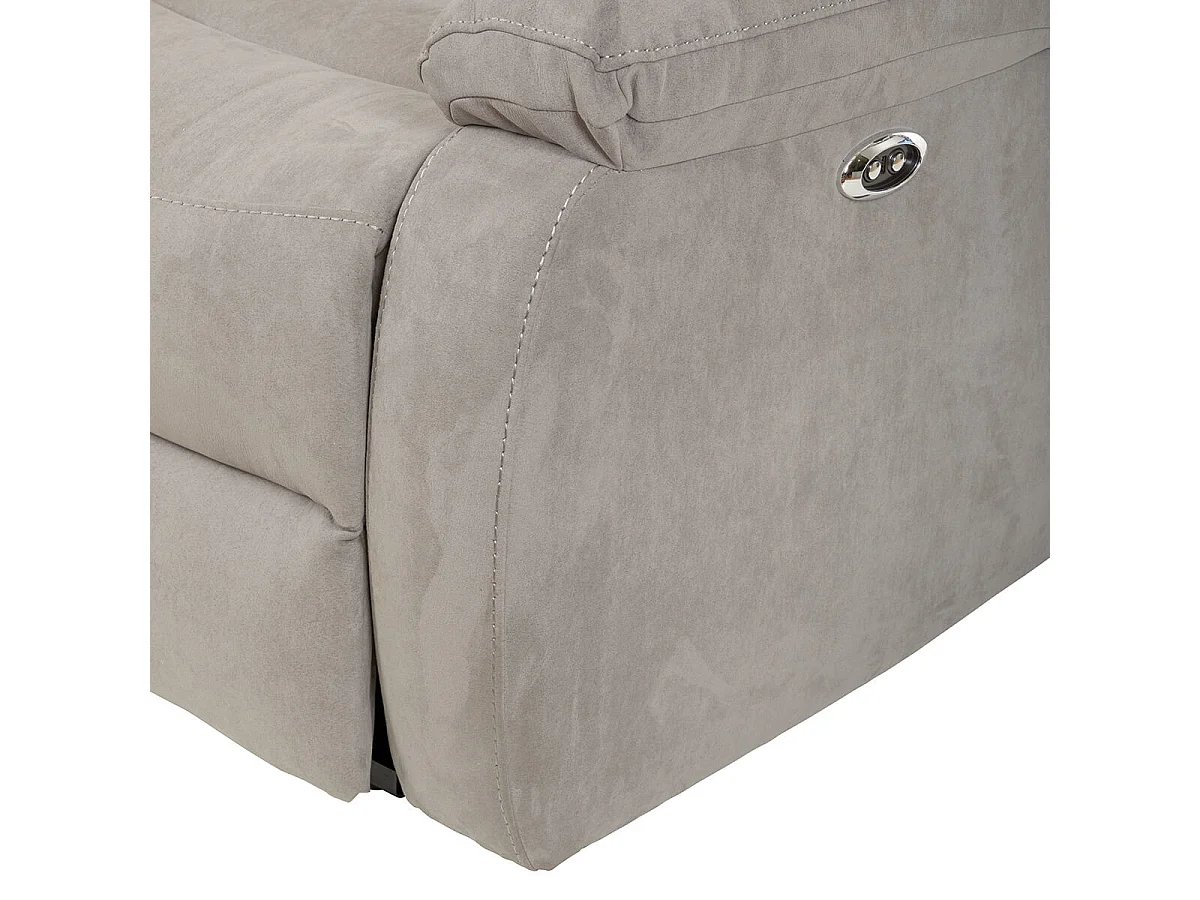 LORYS - Canapé Relax Electrique 3 Places Tissu Gris Clair