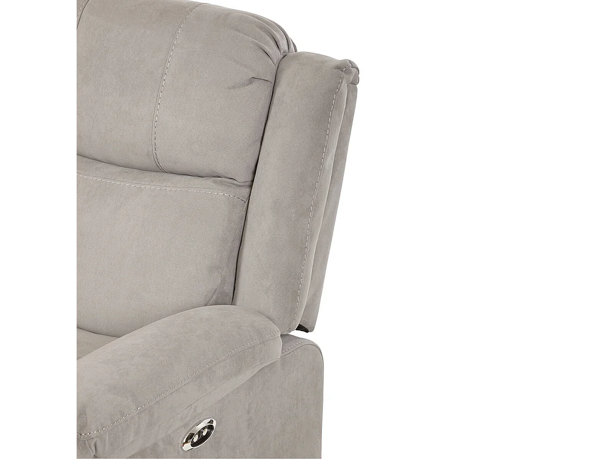 LORYS - Canapé Relax Electrique 3 Places Tissu Gris Clair