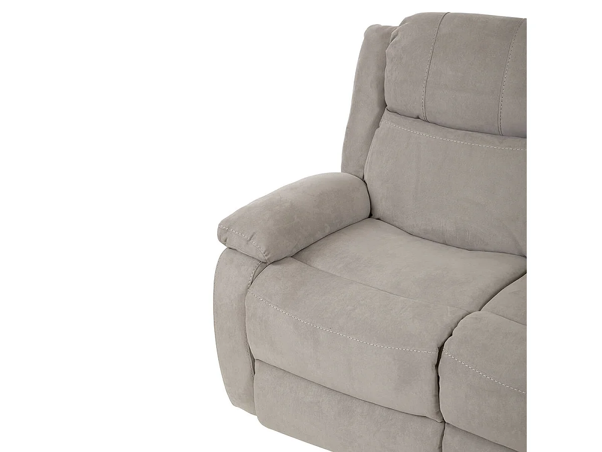 LORYS - Canapé Relax Electrique 3 Places Tissu Gris Clair