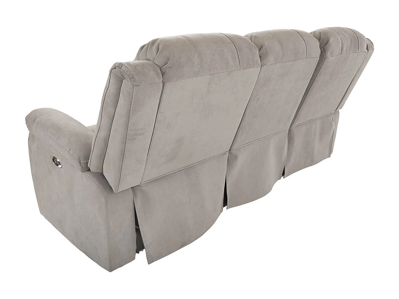 LORYS - Canapé Relax Electrique 3 Places Tissu Gris Clair