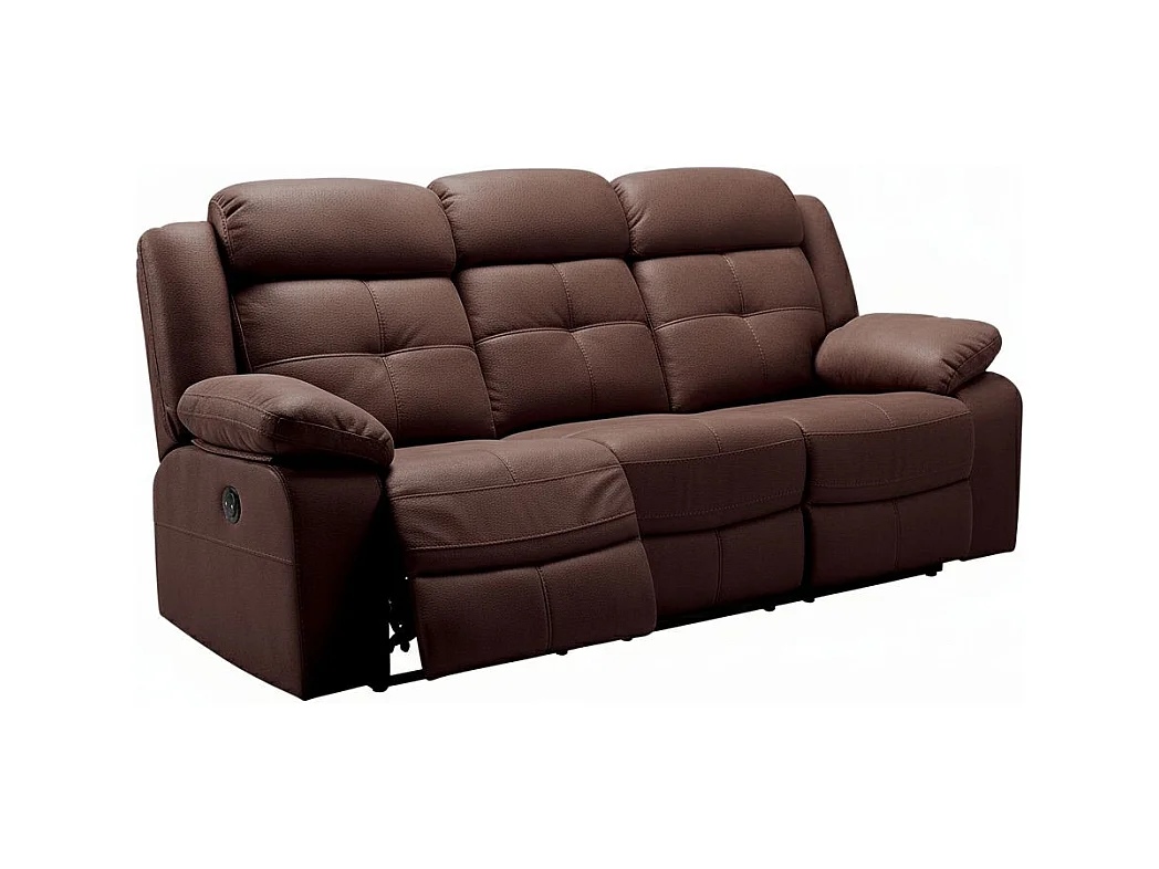 FABARES - Canapé Relax Manuel 3 Places Chocolat