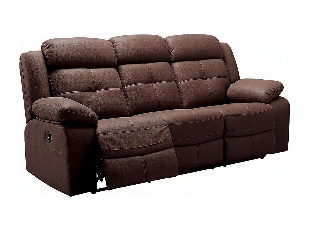 FABARES - Canapé Relax Manuel 3 Places Chocolat