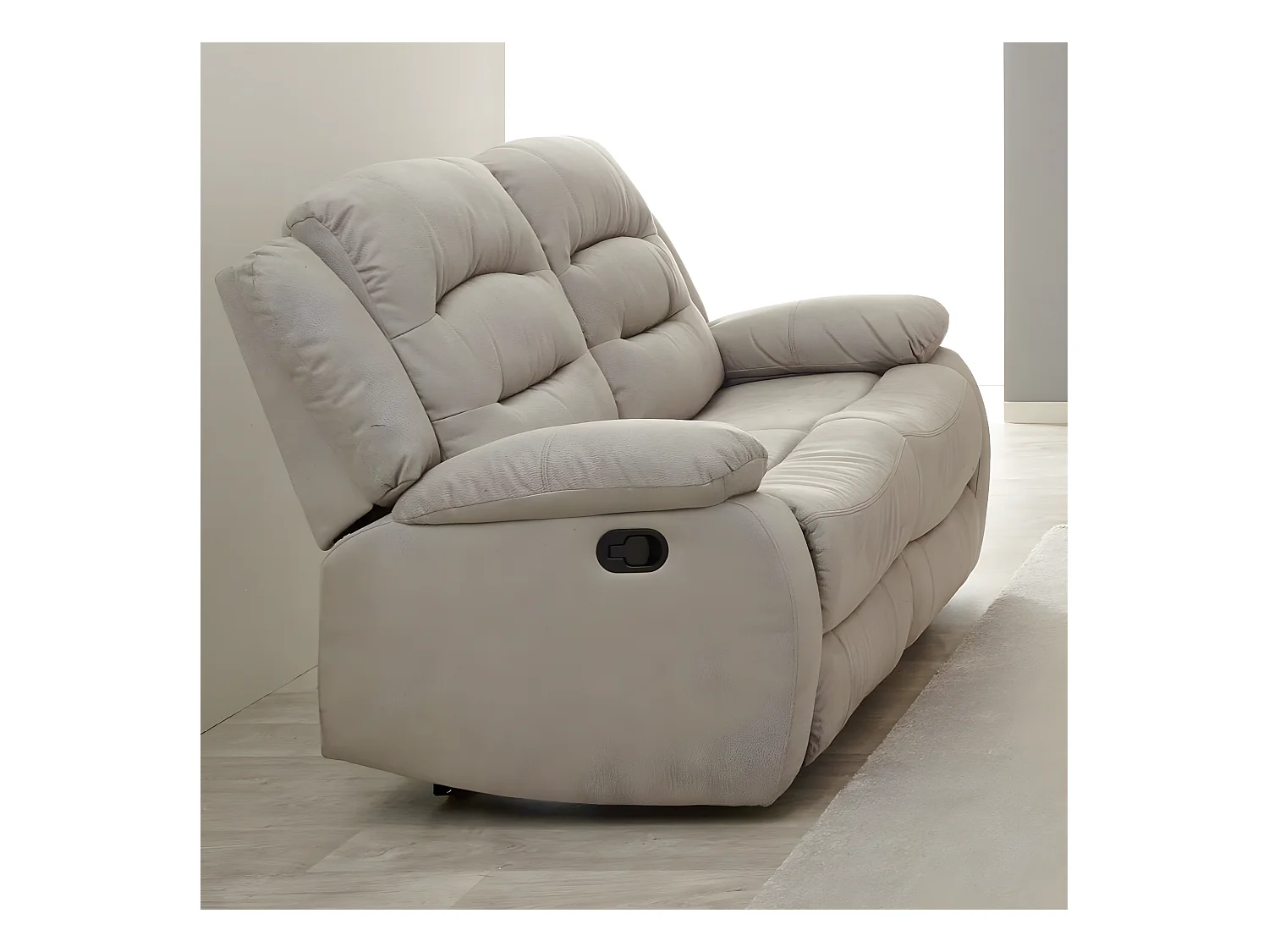 JANS - Canapé Relax Manuel 2 Places Tissu Beige