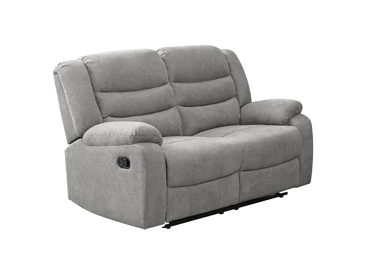 PHOENIX - Canapé Relax Manuel 2 Places Tissu Gris