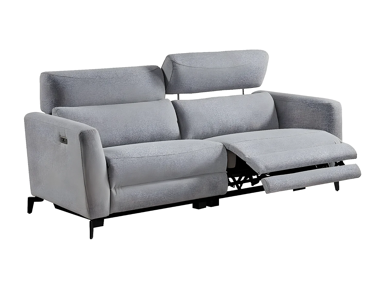 MUMBAI - Canapés Relax 3 Places Electrique et 2 Places Fixe Gris Foncé