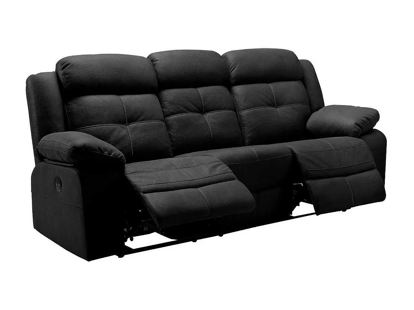 FABARES - Canapé 3 Places + Fauteuil Relax Manuel Gris