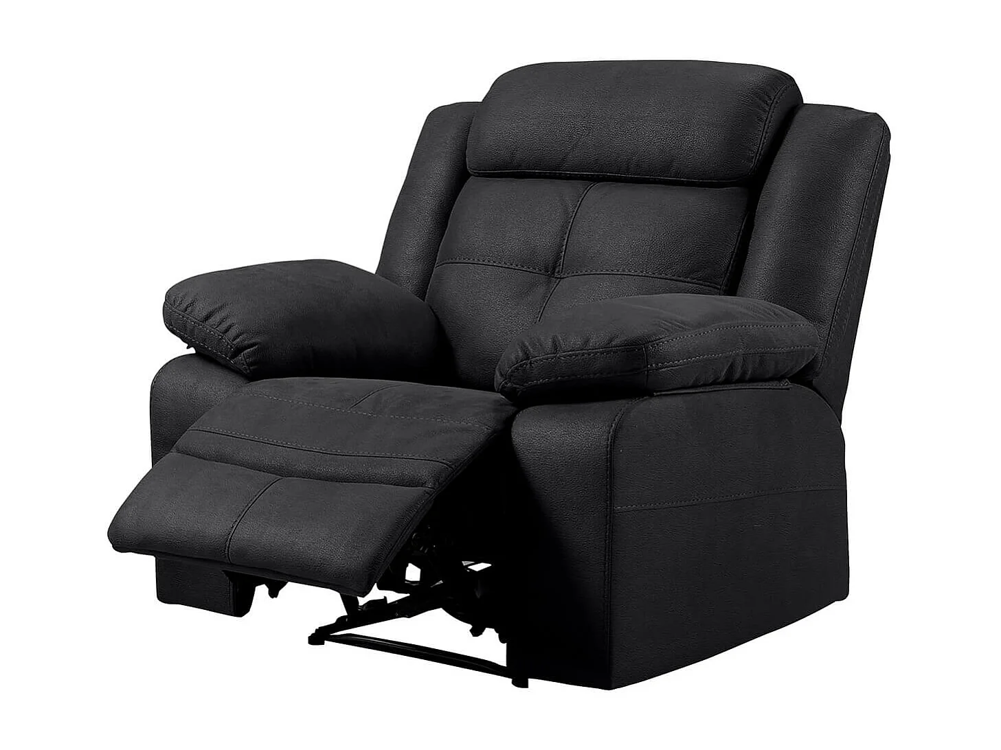 FABARES - Canapé 3 Places + Fauteuil Relax Manuel Gris