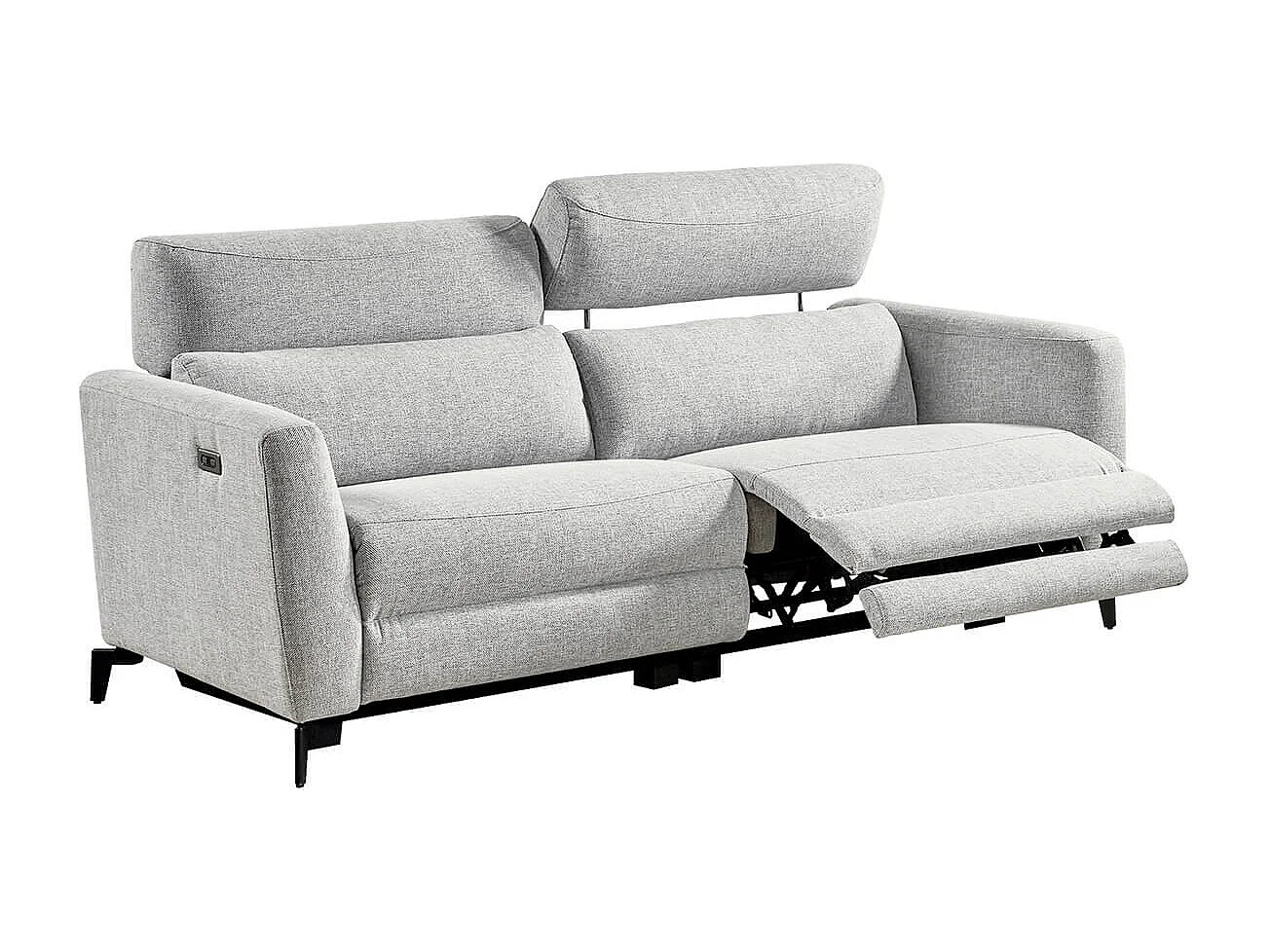 MUMBAI - Canapés Relax 3 Places Electrique et 2 Places Fixe Gris Clair