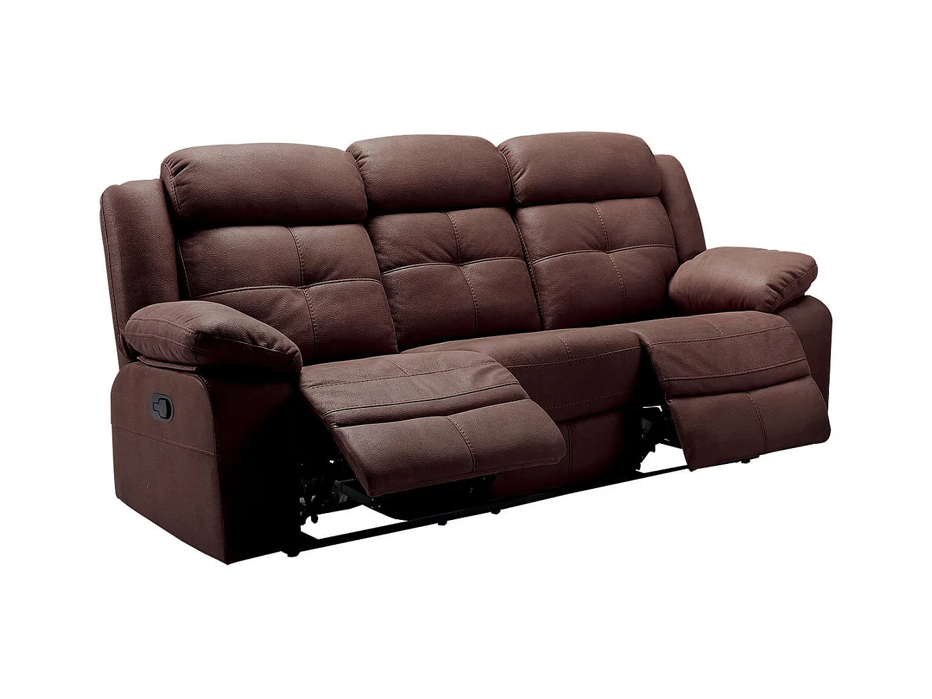 FABARES - Canapé 3 Places + Fauteuil Relax Manuel Chocolat